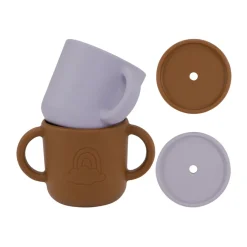 Hot by Lille Vilde Henkeltasse mit Deckel Rainbow Lilac & Cocoa 2er-Set