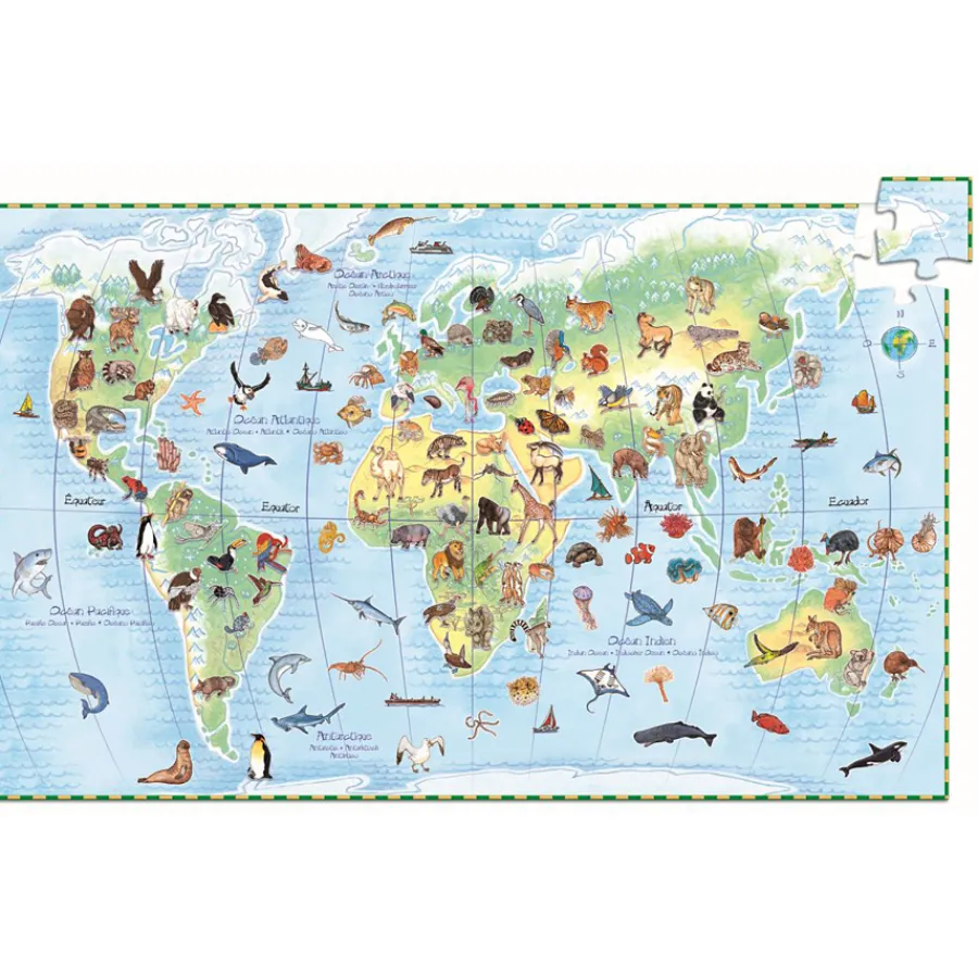 Outlet Djeco Entdeckerpuzzle Planet mit Tieren