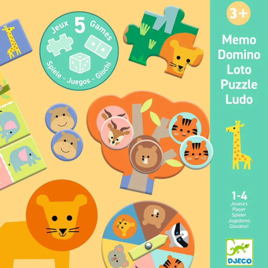 Djeco Lernspiele Wilde Tiere - 5 Spiele