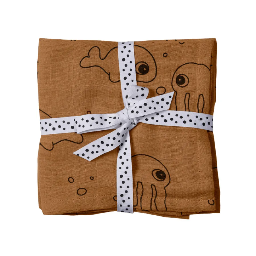 Discount Done by Deer Tuch Swaddle Sea Friends Mustard 2er-Set