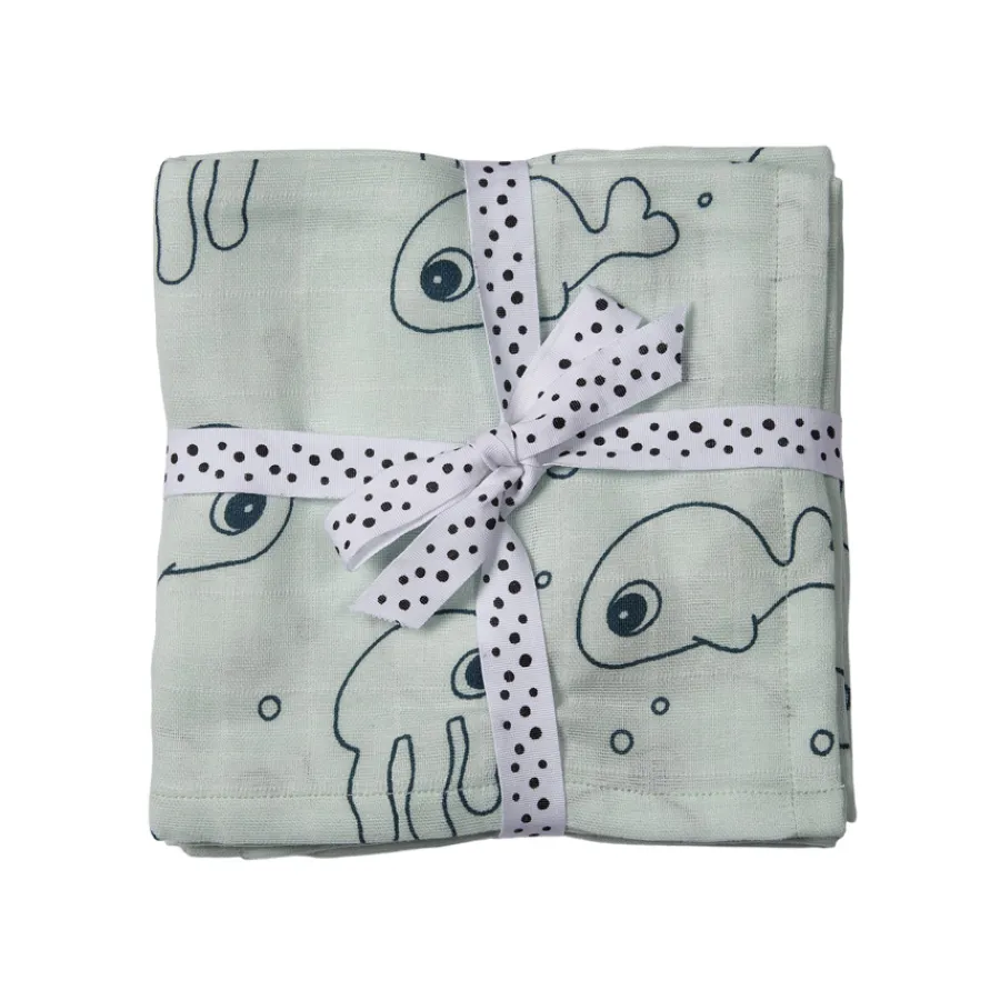 Hot Done by Deer Tuch Swaddle Sea Friends Blue 2er-Set