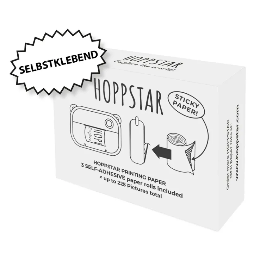 Hot Hoppstar Papierrollen selbstklebend Nachfu00fcllpack fu00fcr Kinderkamera Artist 3er-Set