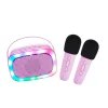 New Lalarma Karaoke Lautsprecher mit Beleuchtung 2x Mikrofon Purpleu00a0