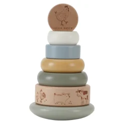 Outlet Little Dutch Holz-Stapelturm mit Ringen Little Farm