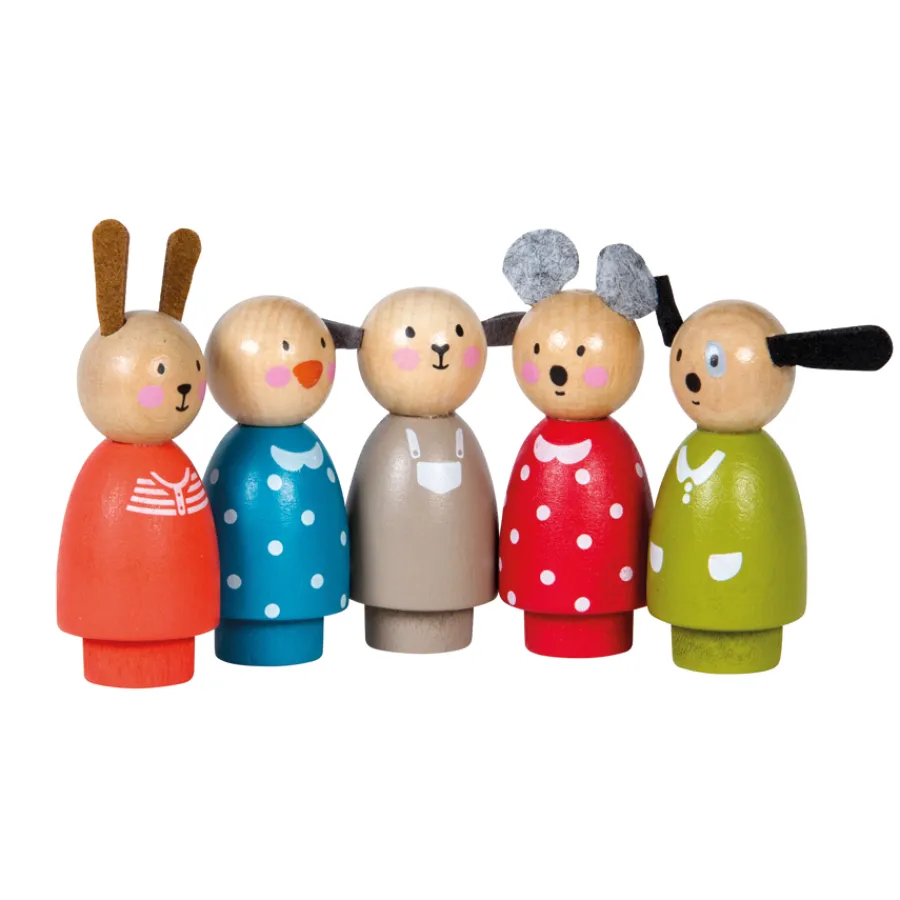 New Moulin Roty Figuren-Set aus Holz La Grande Famille 5-teilig