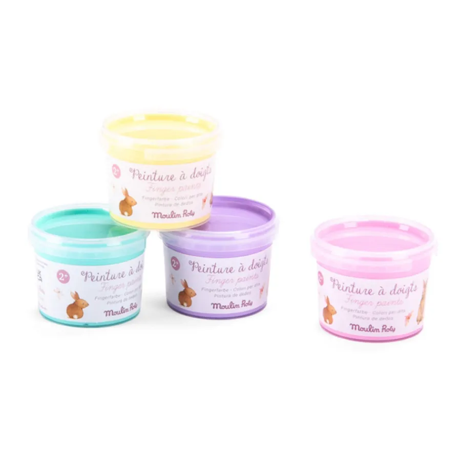 Online Moulin Roty Fingerfarbe im Tu00f6pfchen Pastell 4er-Set