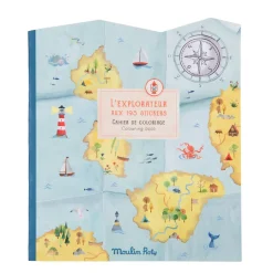 Clearance Moulin Roty Mal- und Stickerbuch L'explorateur
