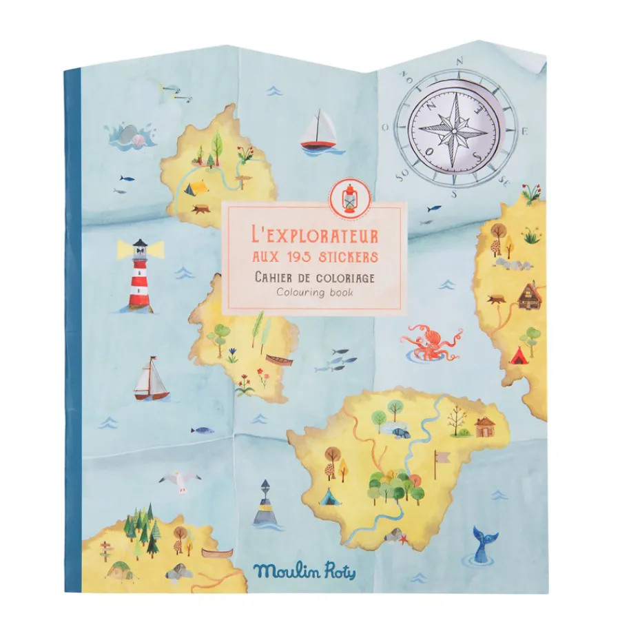 Clearance Moulin Roty Mal- und Stickerbuch L'explorateur