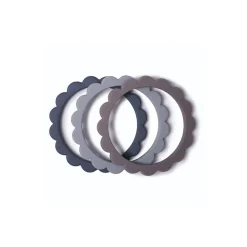 Hot Mushie Armband Blumen Steel/Dove Gray/Stone 3er-Set