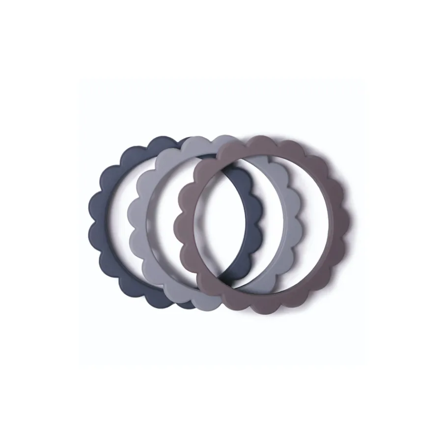 Hot Mushie Armband Blumen Steel/Dove Gray/Stone 3er-Set