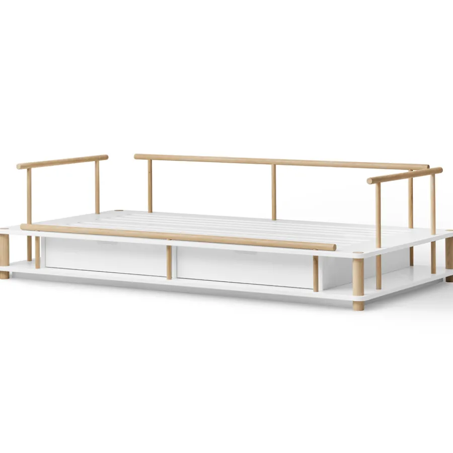 New Oliver Furniture Camp Bettsofa 90x180 cm weiu00df/Eiche