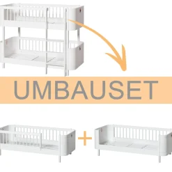 Sale Oliver Furniture Umbauset Wood Mini+ halbhohes Etagenbett zu 2 Juniorbetten Weiu00df