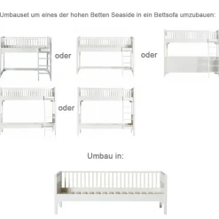 Clearance Oliver Furniture Umbauset Seaside alle hohen Betten zum Bettsofa