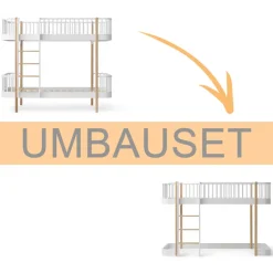 Outlet Oliver Furniture Umbauset Wood Original Etagenbett zum halbhohen Hochbett 138 cm weiu00df/Eiche