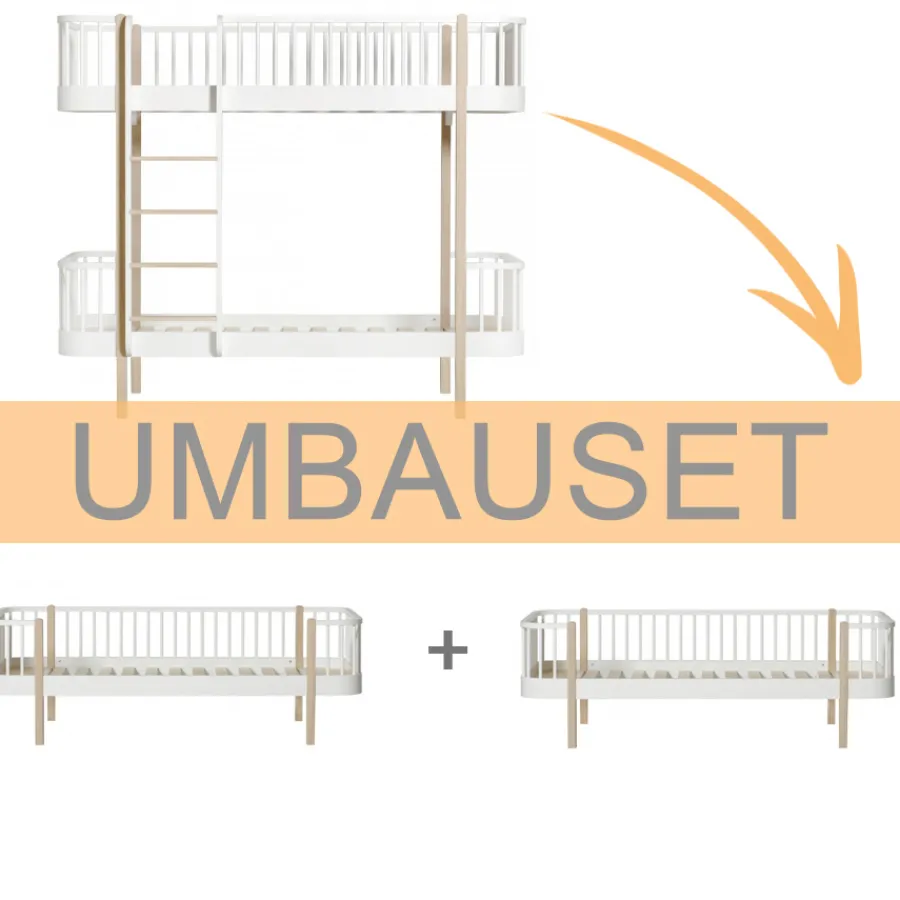 Outlet Oliver Furniture Umbauset Wood Original Etagenbett zu 2 Bettsofas Weiu00df/Eiche