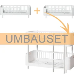 Sale Oliver Furniture Umbauset Wood Mini+ 2 Juniorbetten zum halbhohen Etagenbett Weiu00df