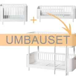 Best Oliver Furniture Umbauset Wood Mini+ Basic und Geschwisterset zum halbhohen Etagenbett Weiu00df