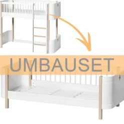 Sale Oliver Furniture Umbauset Wood Mini+ halbhohes Hochbett zum Juniorbett Weiu00df/Eiche