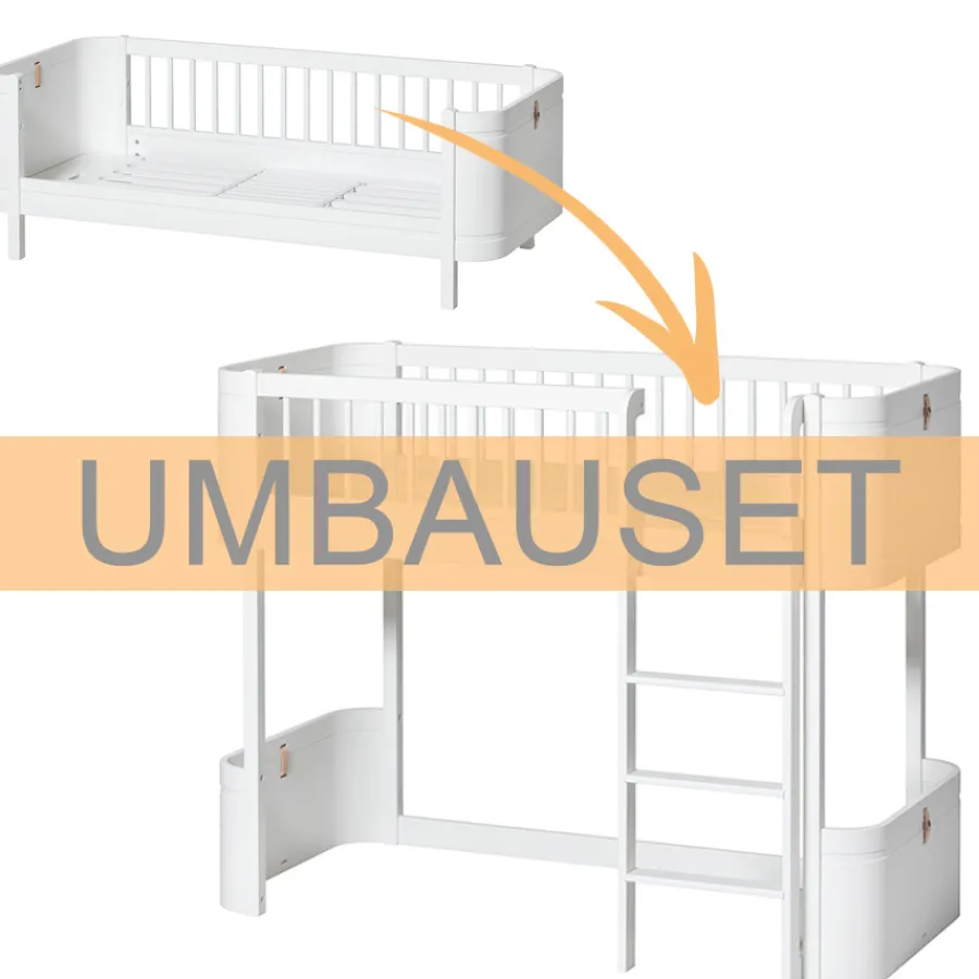 New Oliver Furniture Umbauset Wood Mini+ Juniorbett zum halbhohen Hochbett Weiu00df