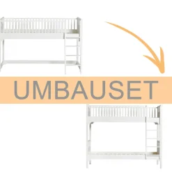 New Oliver Furniture Umbauset Seaside Classic halbhohes Hochbett zum Etagenbett mit gerader Leiter