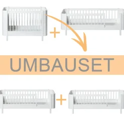 Best Oliver Furniture Umbauset Wood Mini+ Basic und Geschwisterset zu 2 Juniorbetten Weiu00df