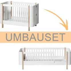 Outlet Oliver Furniture Umbauset Wood Mini+ Babybett zum Juniorbett Weiu00df/Eiche