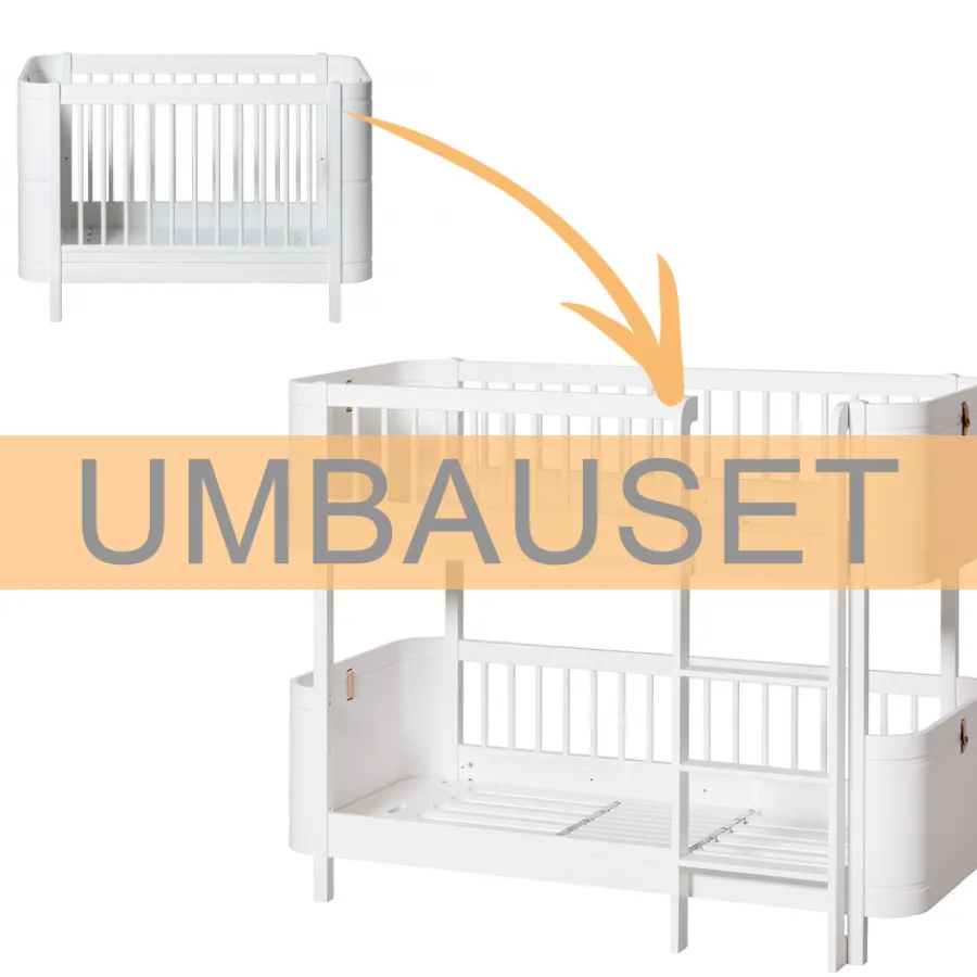 Hot Oliver Furniture Umbauset Wood Mini+ Basic zum halbhohen Etagenbett Weiu00df