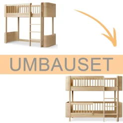 Sale Oliver Furniture Umbauset Wood Mini+ halbhohes Hochbett zum halbhohen Etagenbett Eiche