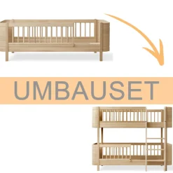 Clearance Oliver Furniture Umbauset Wood Mini+ Juniorbett zum halbhohen Etagenbett Eiche