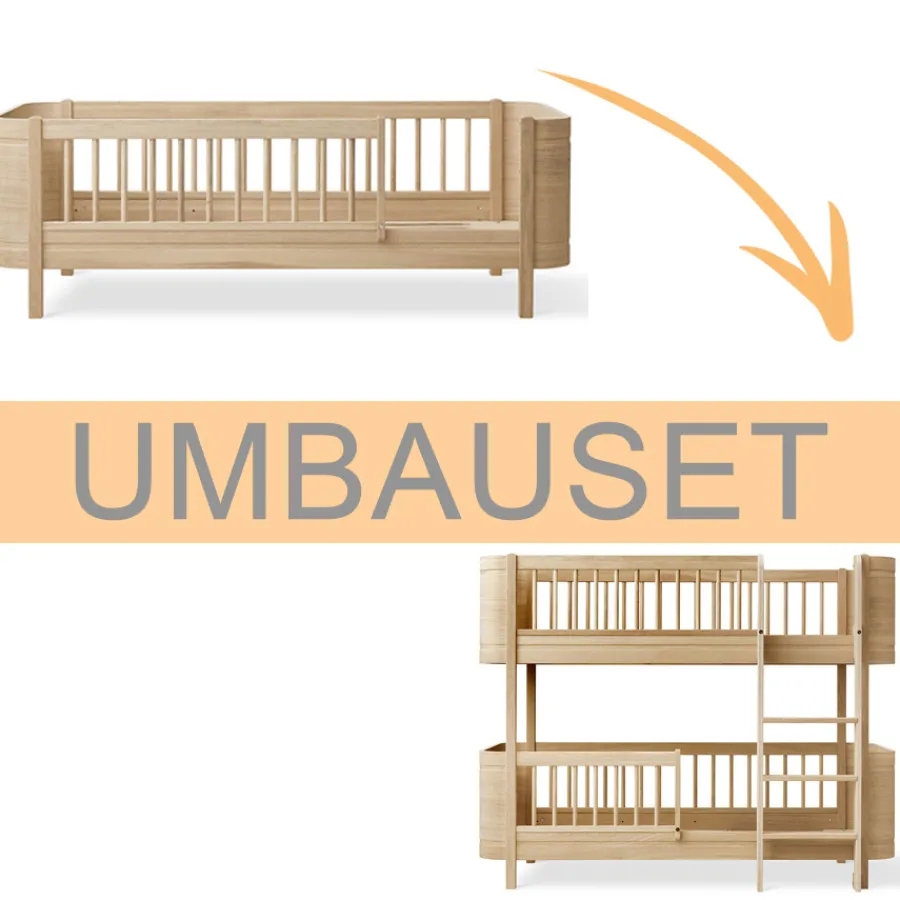 Clearance Oliver Furniture Umbauset Wood Mini+ Juniorbett zum halbhohen Etagenbett Eiche