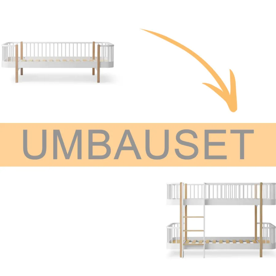 Outlet Oliver Furniture Umbauset Wood Original Bettsofa zum halbhohen Etagenbett weiu00df/Eiche