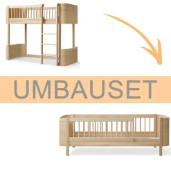 Online Oliver Furniture Umbauset Wood Mini+ halbhohes Hochbett zum Juniorbett Eiche