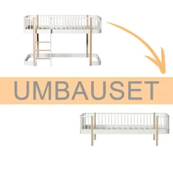 Clearance Oliver Furniture Umbauset Wood Original Halbhohes Hochbett zum Bettsofa Weiu00df/Eiche