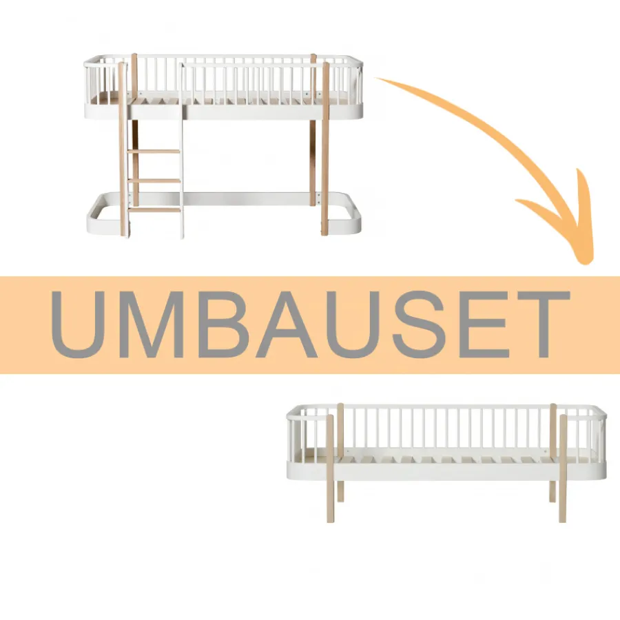 Clearance Oliver Furniture Umbauset Wood Original Halbhohes Hochbett zum Bettsofa Weiu00df/Eiche