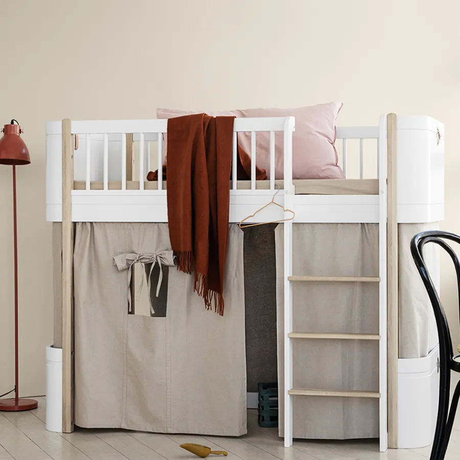 Outlet Oliver Furniture Vorhang fu00fcr halbhohes Hochbett Wood Mini+ Grau