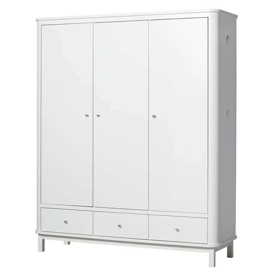 New Oliver Furniture Wood Kleiderschrank 3-Tu00fcrig Weiu00df