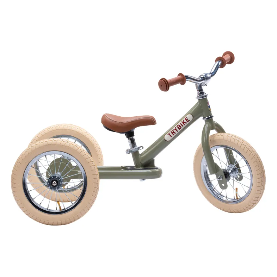 Outlet Trybike Dreirad / Laufrad Steel Vintage Green 2 in 1