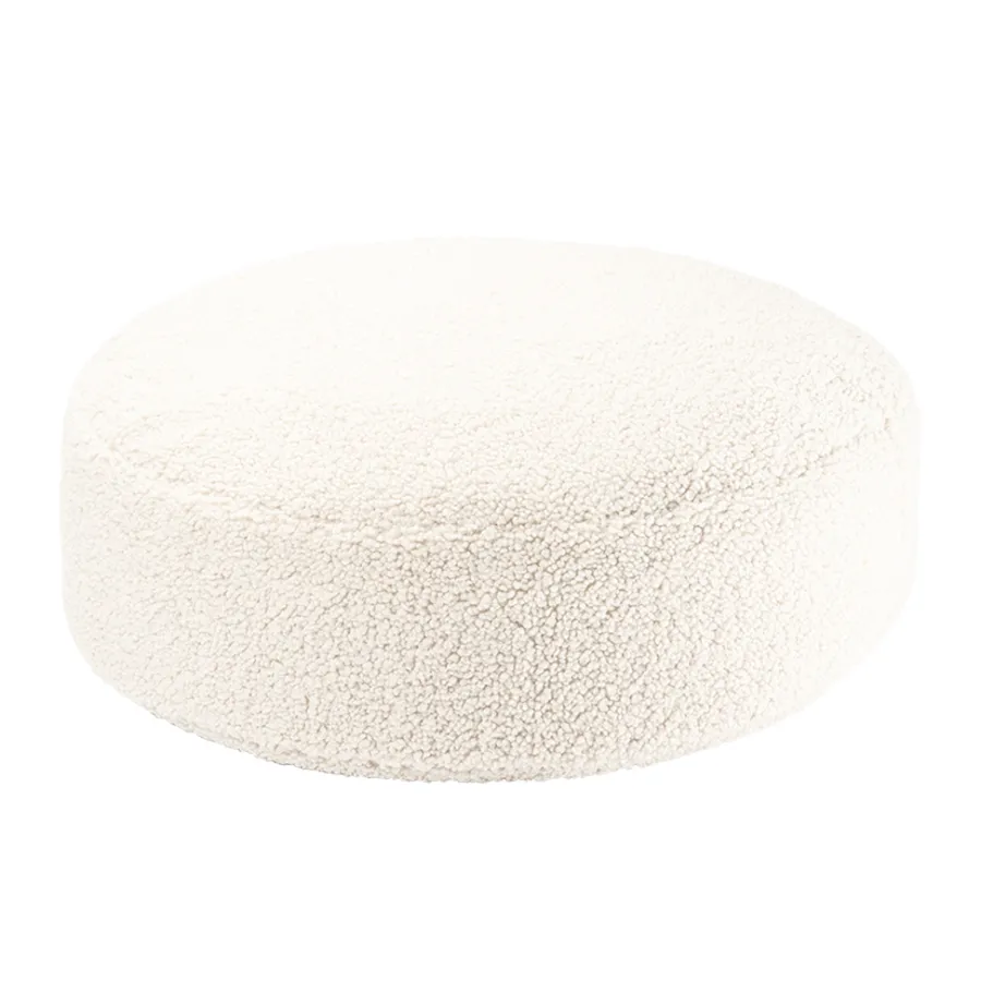 Clearance Wigiwama Pouf Ottoman Cream White Teddy
